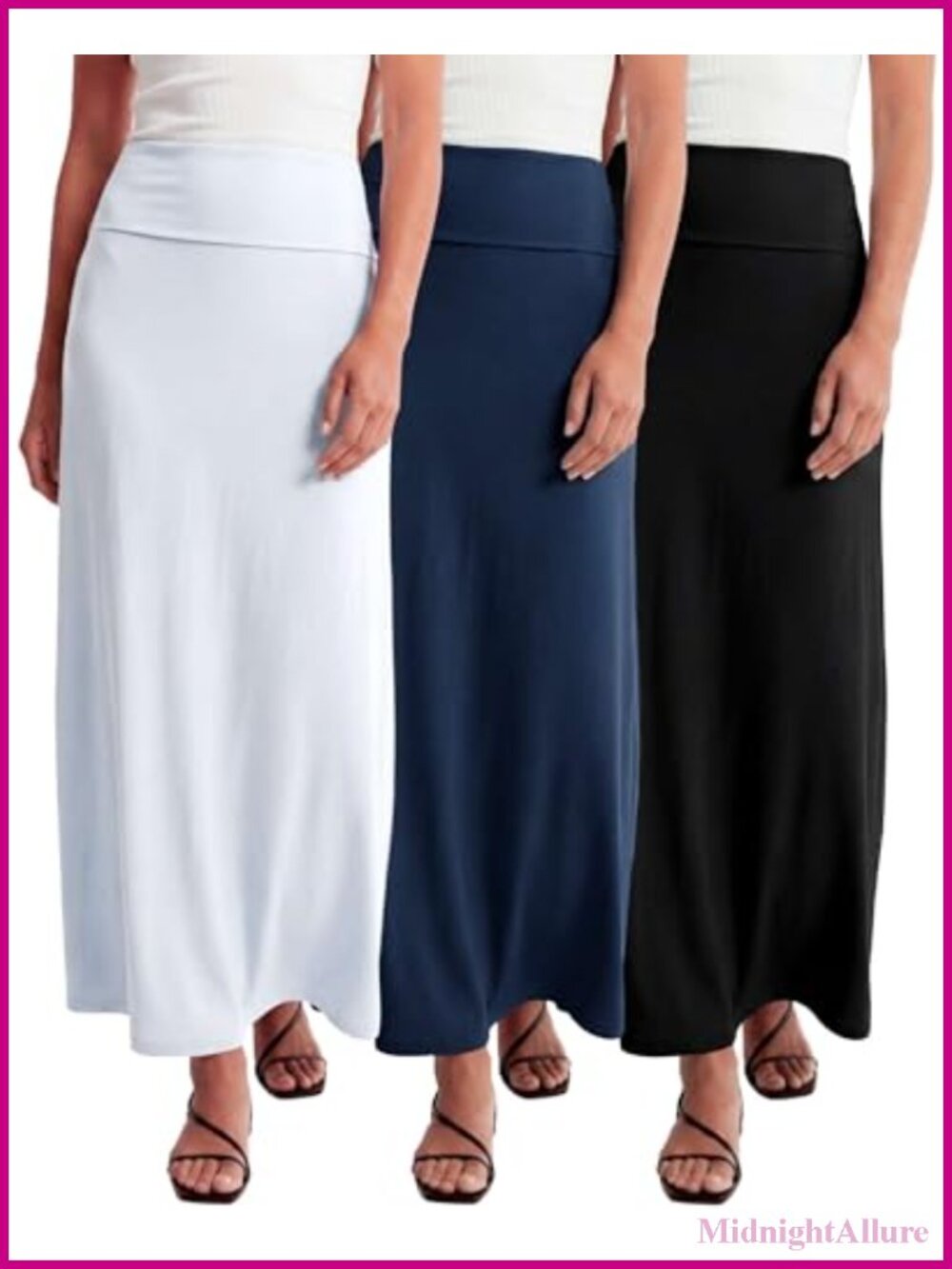 3 Pack Women's Maxi Skirts High Waisted Flowy Long Tiered Midi Dressy Casual